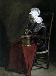 Vieille femme avec un pot en laiton, 1862